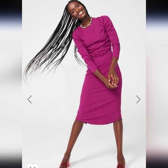 NWT $179 Terez Long Sleeve Rib Dress in Black Raspberry Sz XXS - Picture 5 of 5